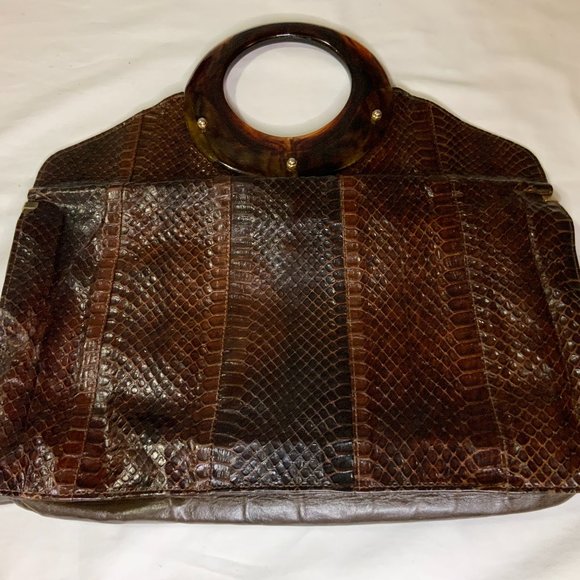 Snakeskin Fold Over Handbag/Clutch - Picture 1 of 5